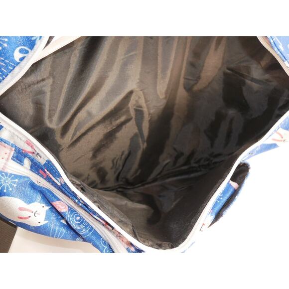 The Kamo Large Sling Crossbody Bag Shimmery Cats Hearts Blue - Picture 6 of 16